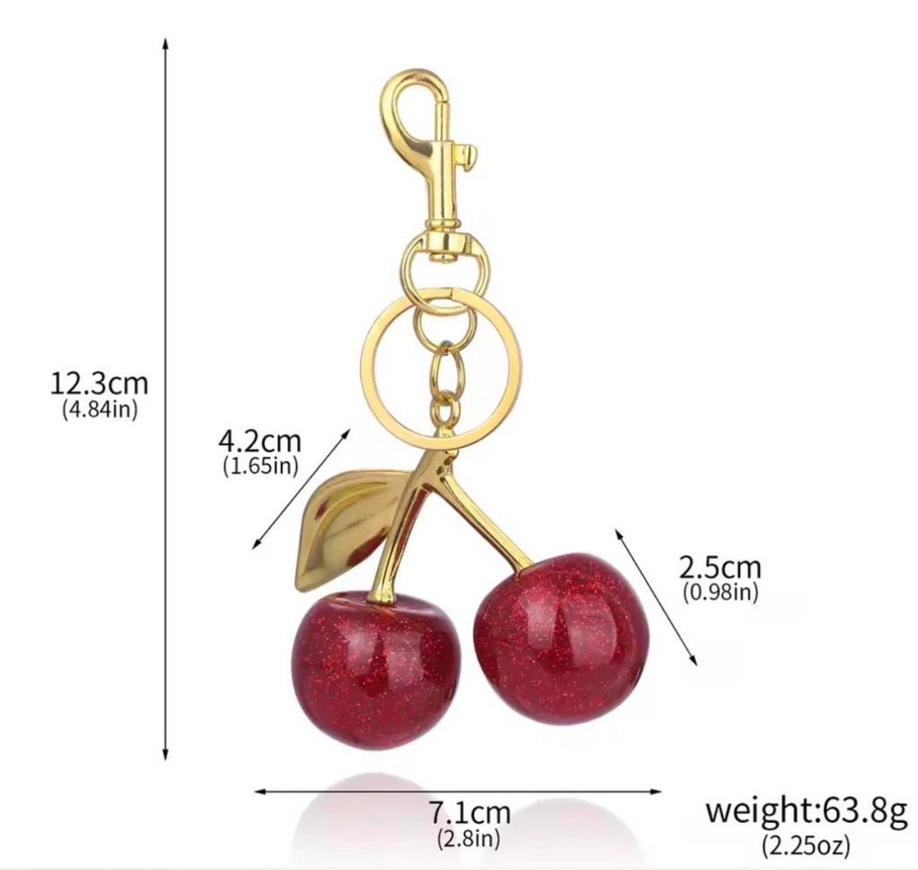 Buy one get the other FREE  Cherry Charm Keychain 🍒✨ the other color is pink or color red this one in the picture is cherry red  you buy one get one free !!!
